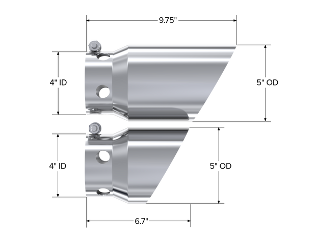 4 Inch Inlet 5 Inch Tip Cover Set-6 3/4 Inch And 9 3/4 Inch Length T304 Stainless Steel MBRP