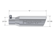 Exhaust Tip 3 1/2 Inch O.D. Angled Rolled End 2 1/2 Inch Inlet 12 Inch Length T304 Stainless Steel MBRP