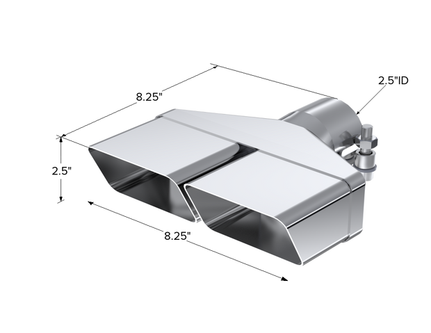 Exhaust Tip 8 x 2 1/2 Inch ID Rectangle 2 1/2 Inch O.D. Inlet 8 1/4 Inch Length T304 Stainless Steel MBRP