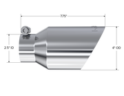 Exhaust Tip 4 Inch O.D. Dual Wall Angled Fits Aluminized Steel 2 1/2 Inch Systems MBRP