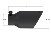 Exhaust Tip 4 Inch O.D. Dual Wall Angled Black Fits Aluminized Steel 2 1/2 Inch Systems MBRP