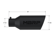 Exhaust Tip 7 Inch O.D. Rolled End 4 Inch Inlet 18 Inch Length Black Coated MBRP