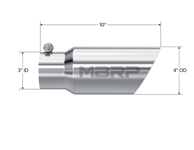 Exhaust Tip 4 Inch O.D. Dual Wall Angled 3 Inch Inlet 10 Inch Length T304 Stainless Steel MBRP