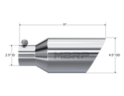 Exhaust Tip 4 1/2 Inch O.D. Dual Wall Angle Rolled End 2.5 Inch Inlet 11 Inch Length T304 Stainless Steel MBRP