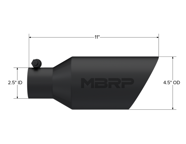 Exhaust Tip 4 1/2 Inch O.D. Dual Wall Angle Rolled End 2.5 Inch Inlet 11 Inch Length Black Coated MBRP