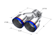 T304 Stainless Steel Burnt End Tip Pro Series 2.5 Inch ID Dual 4 Inch OD Out 9.55 Inch Length Single Wall MBRP