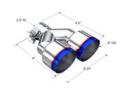 T304 Stainless Steel Burnt End Tip Pro Series 2.5 Inch ID Dual 4 Inch OD Out 9.55 Inch Length Single Wall MBRP