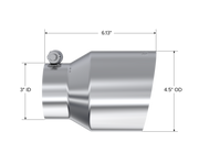 3 Inch Inlet 4.5 Inch OD Out 6.13 Inch Length Angle Cut Universal Tail Pipe Tip T304 Stainless Steel Tip MBRP