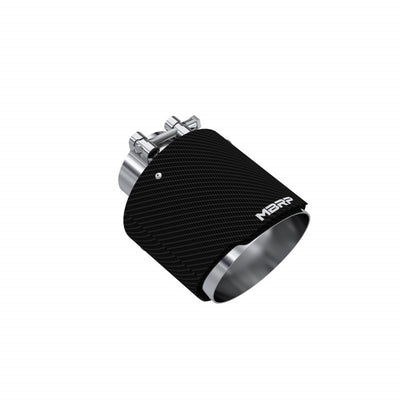 Exhaust Tip 2.5 Inch ID 5 Inch OD Out 6.5 Inch Length Angle Cut Dual Wall Carbon Fiber and Stainless Steel MBRP 